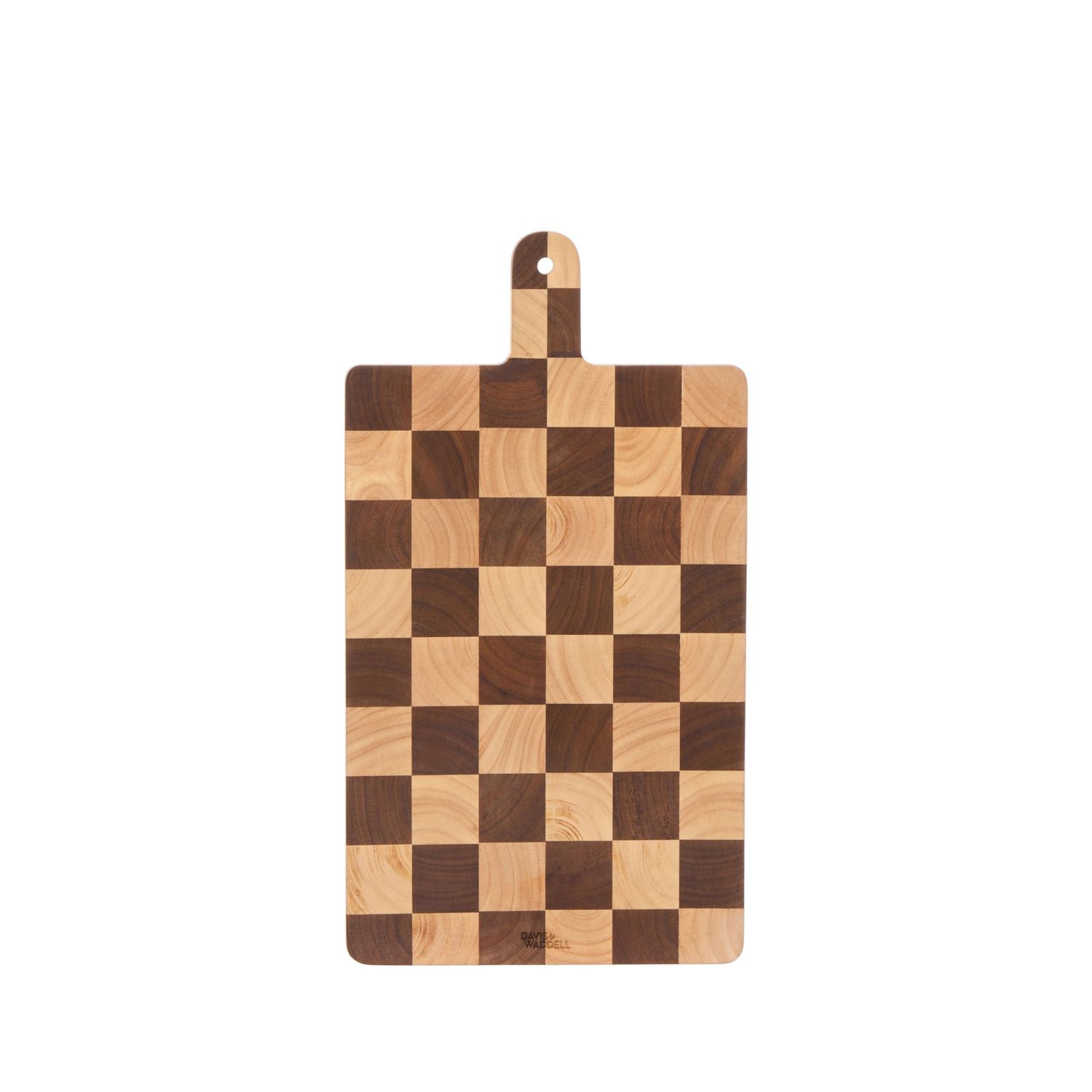 Hudson Acacia Wood Checkerboard Serving Board with Handle Natural