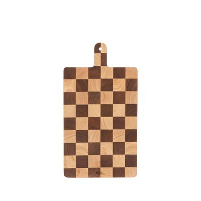 Hudson Acacia Wood Checkerboard Serving Board with Handle Natural