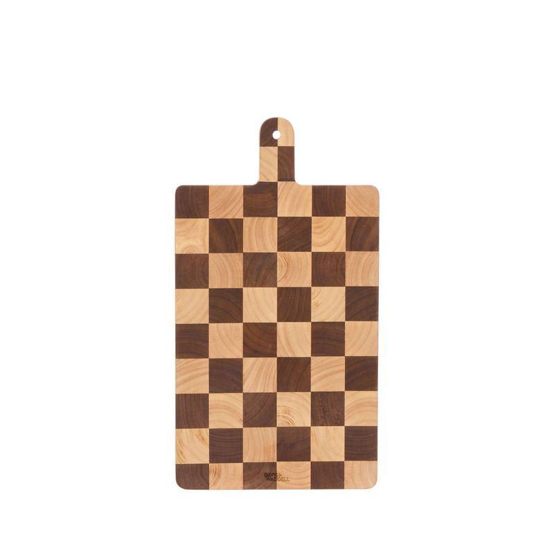 Hudson Acacia Wood Checkerboard Serving Board with Handle Natural