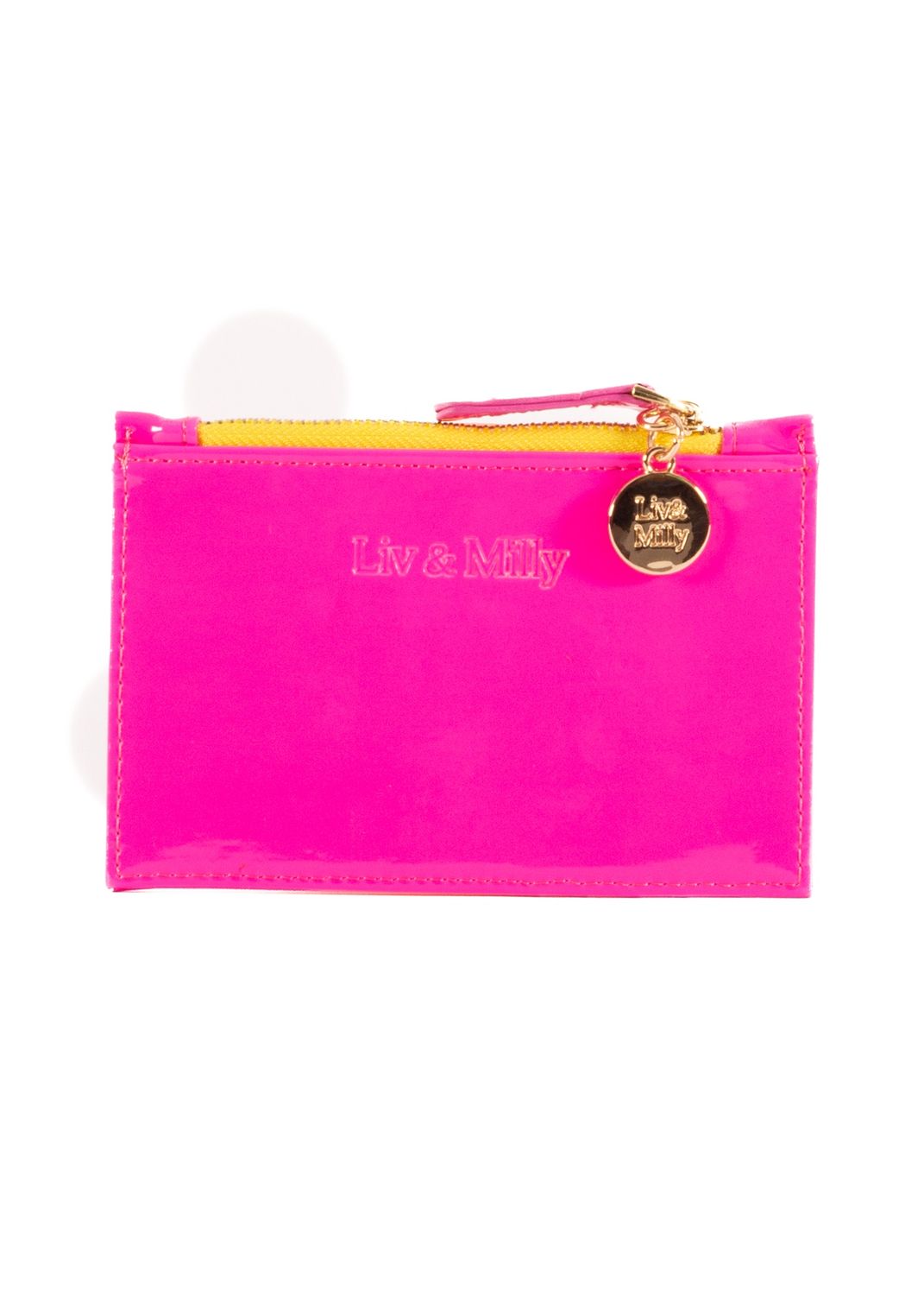 Card Wallet- Neon Patent Pink