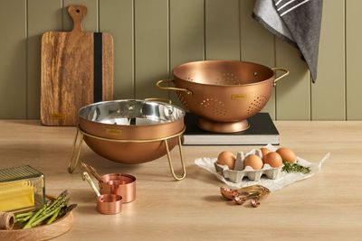 Copper Plated Measuring Cups w Brass Handle Set/4