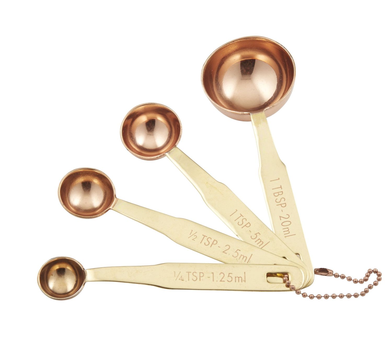 Copper Plated Measuring Spoonsw Brass Handle Set/4