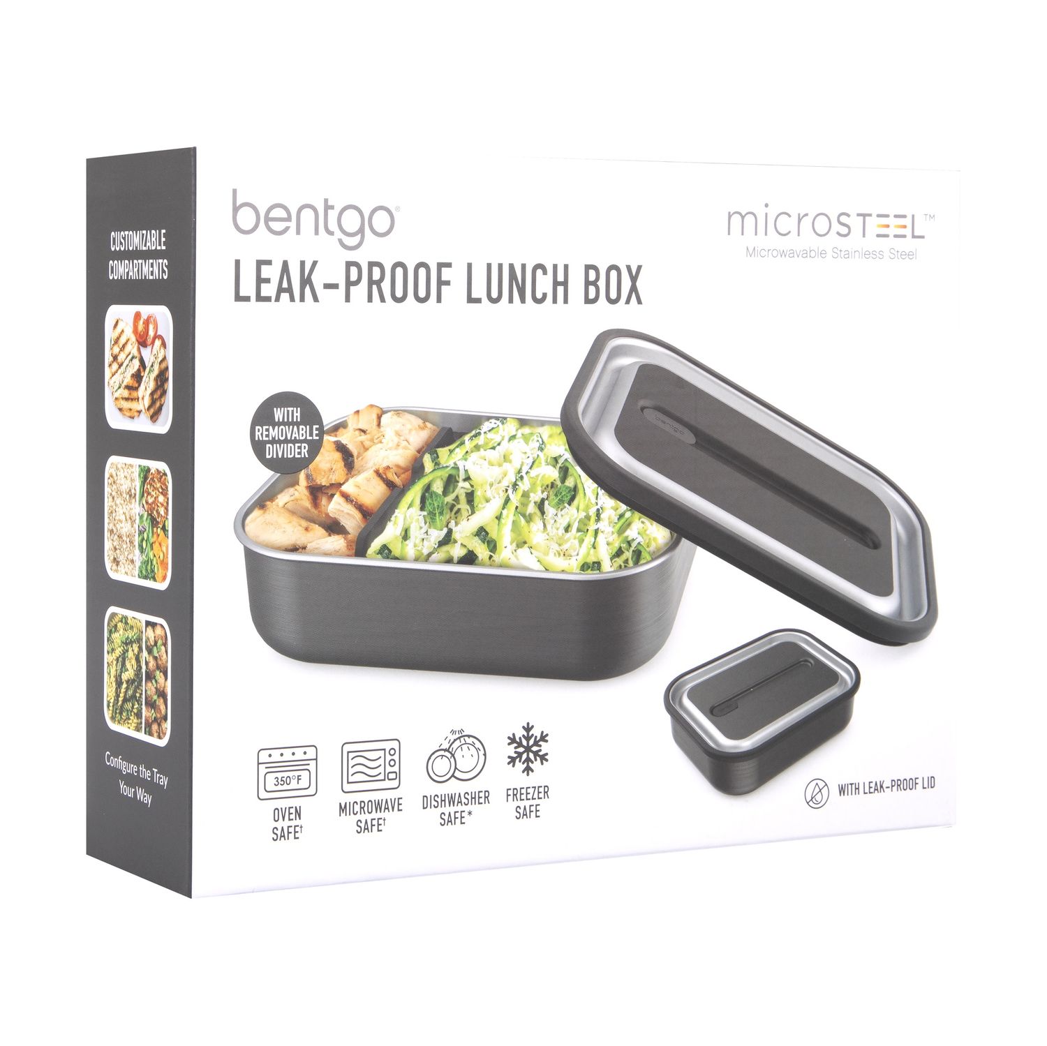 Stainless Microsteel Leak Proof Lunchbox, Colour: Carbon Black