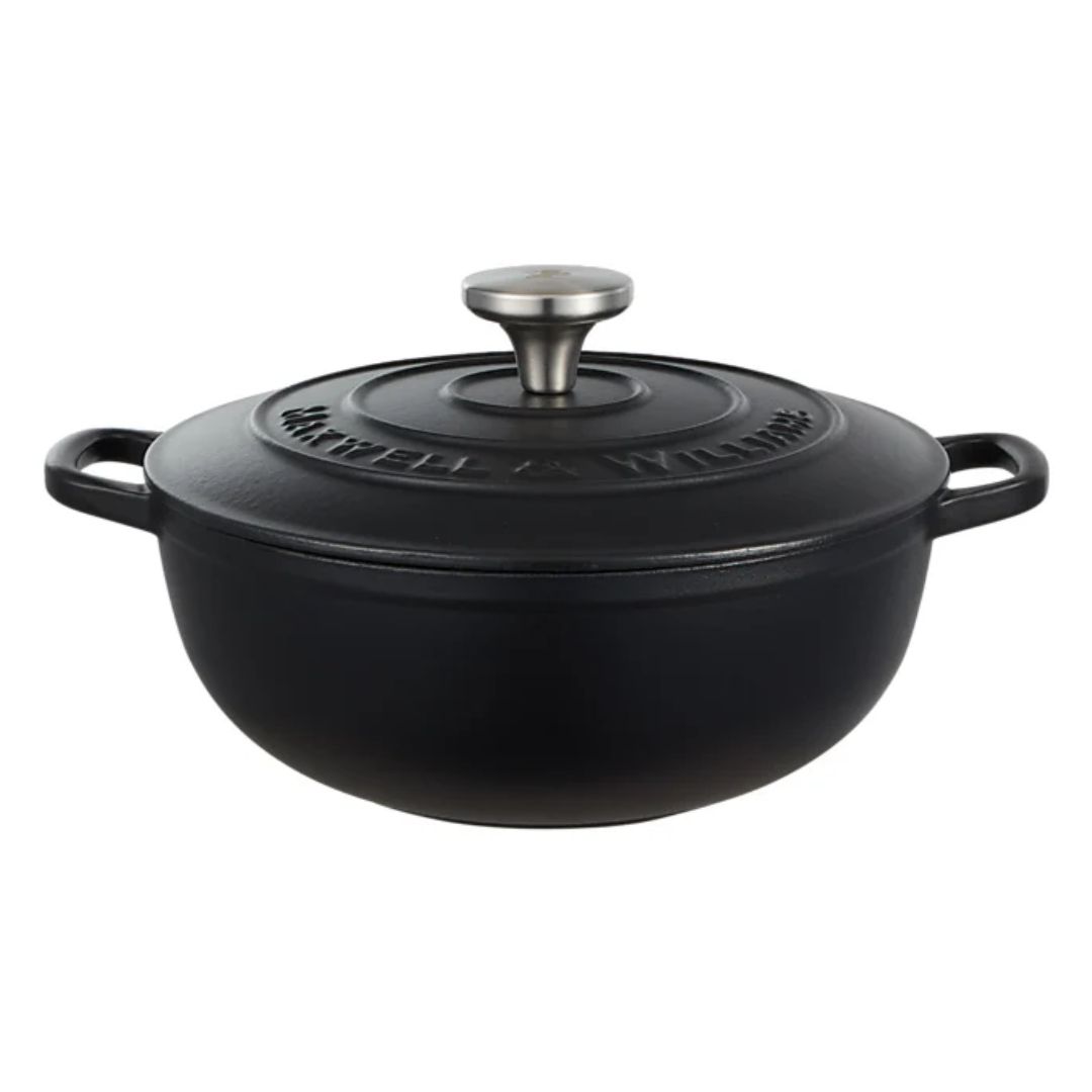 Cast Iron Round Casserole Black 24cm / 3.3L Gift Boxed