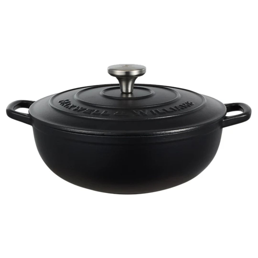 Cast Iron Round Casserole Black 26cm / 4L Gift Boxed