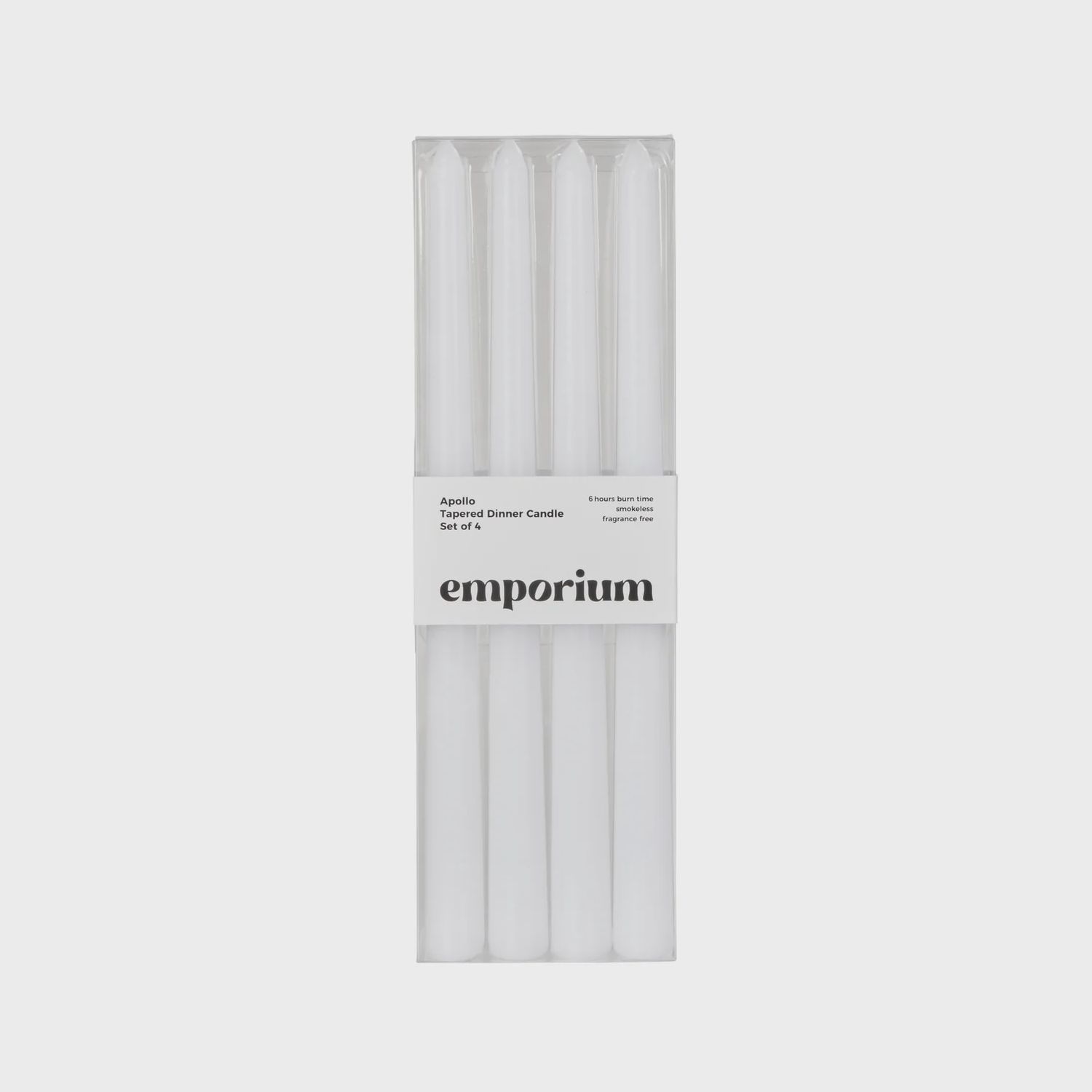 Apollo Tapered Dinner Candles 4pcs Set White