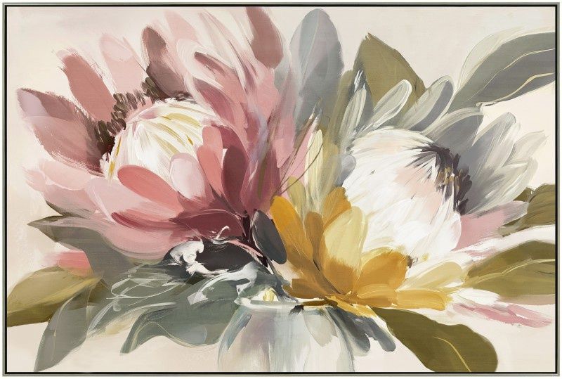 Protea Duet - Framed Hand Painted Print