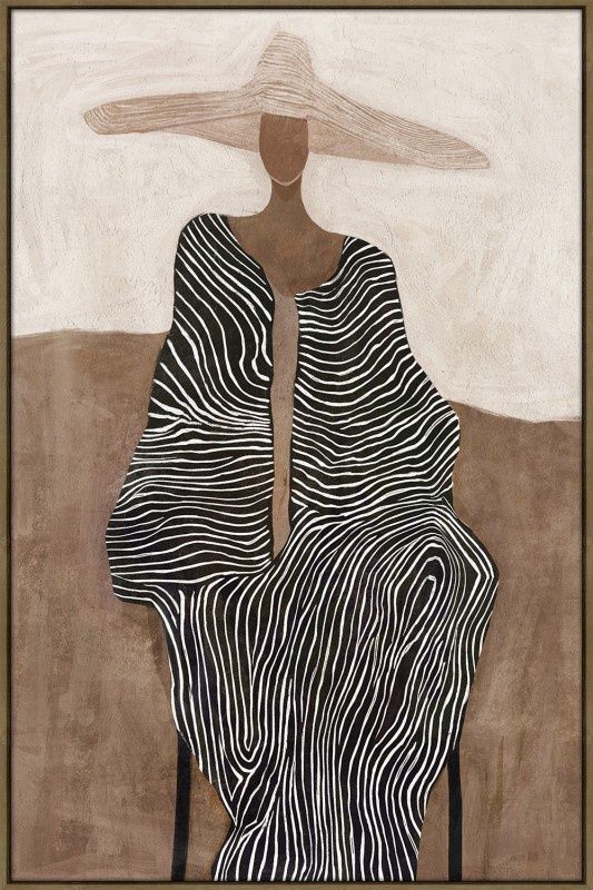 Seated Introspection - Framed Hand Painted Print