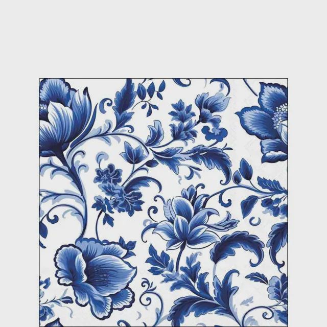 Paper Napkins - Cocktail Size - Delft Blue Florals