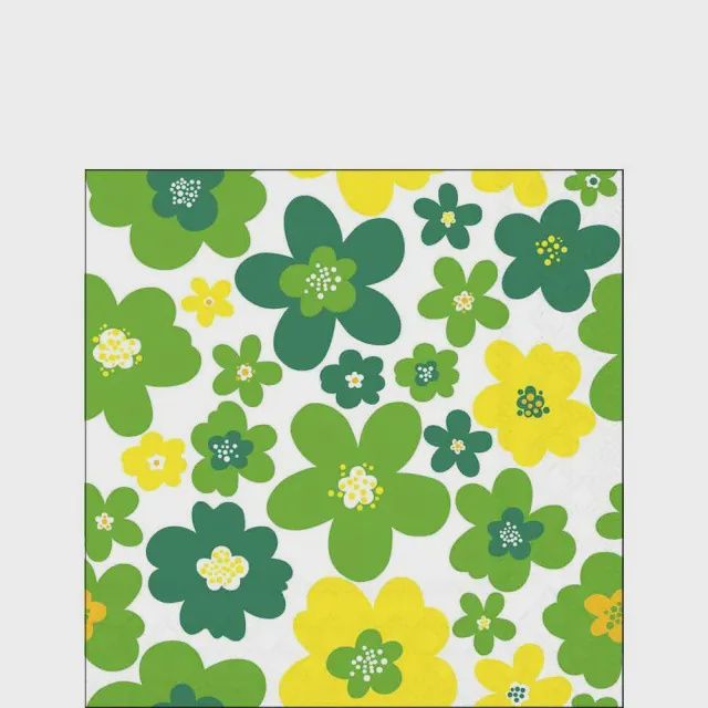 Paper Napkins - Cocktail Size - Flower Power - Green
