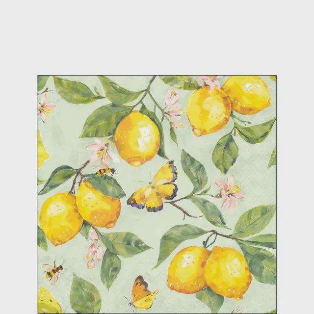 Paper Napkins - Cocktail Size - Colourful Flowers - Herbs