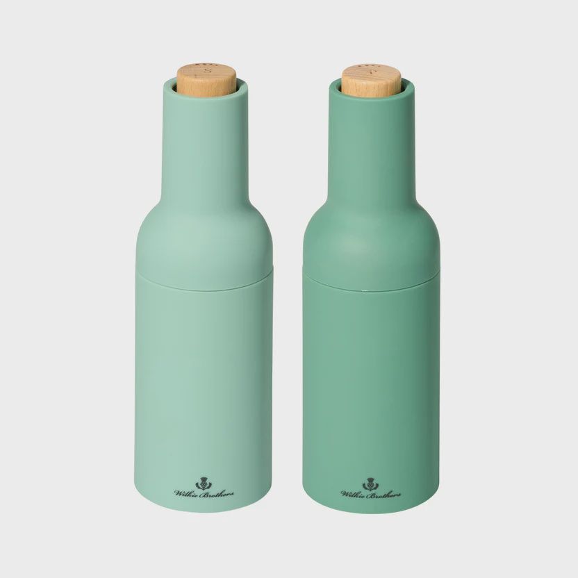 Electric Gravity Salt and Pepper Mill Set Eucalyptus GreenWILKIE ELEC S+P MILL SET 22CM GRN