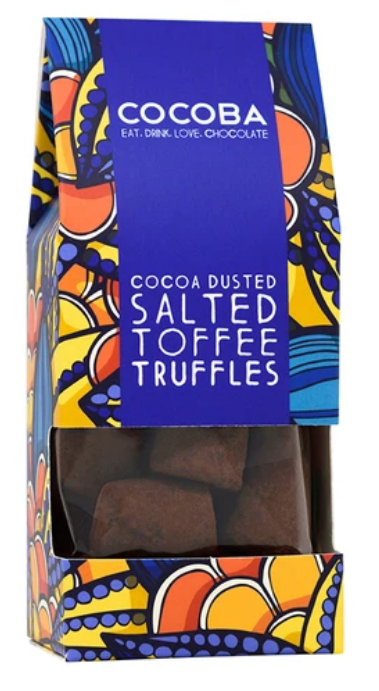 Cocoa dusted salted toffee truffles