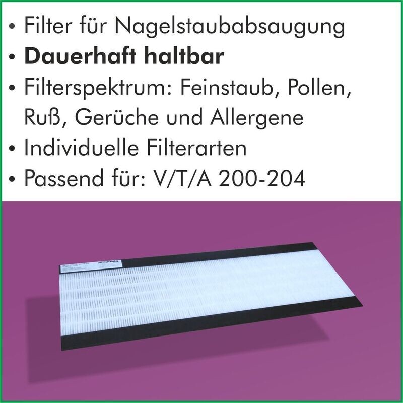 Standardfilter für die Staubabsaugung V/T/A 200-204 Standardfilter für die Staubabsaugung V/T/A 200-204