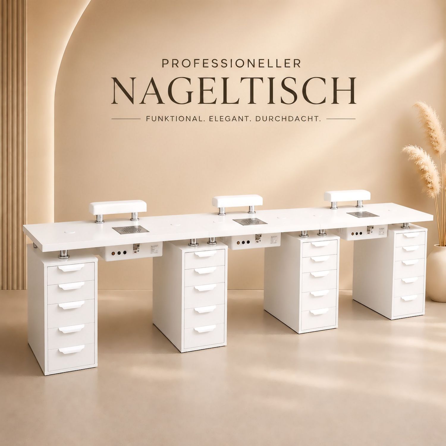 Connect Trio Expand – Integrated Air System Connect Trio Expand – Integrated Air System, Arbeitshöhe: Ergo (78 cm), Griff-Design: Studio-White, Handauflage: Studio White (Inkl. Montage-Bohrung)