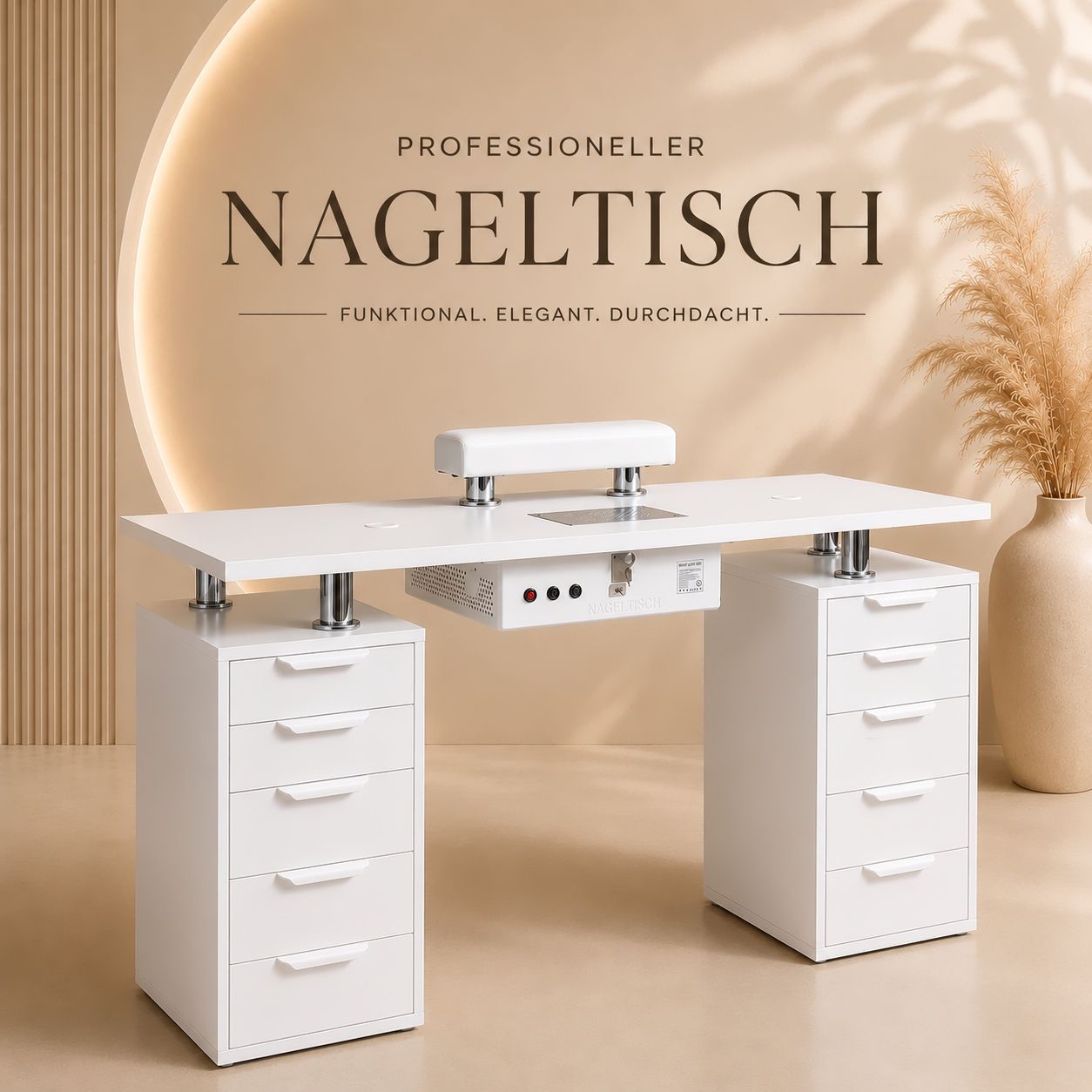 Pro Desk High – Integrated Air System Pro Desk High – Integrated Air System, Griff-Design: Studio-White, Handauflage: Studio White (Inkl. Montage-Bohrung)