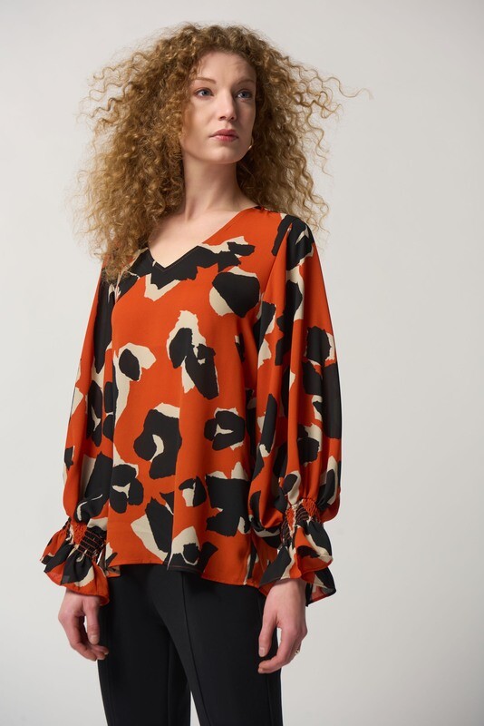 V-Neck Puff Sleeve Top 233201