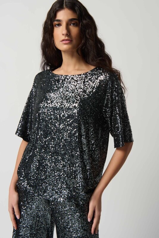 Sequin Dolman Sleeve Boxy Top 234216