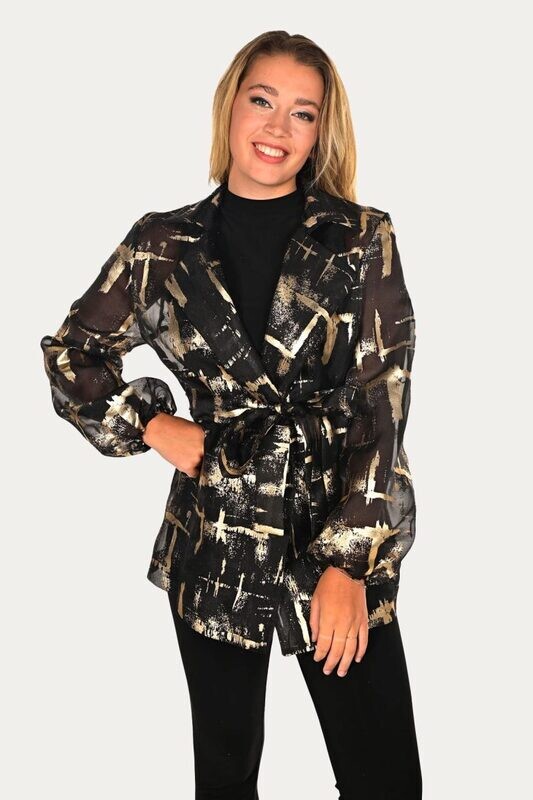Frank Lyman Tie Belt Collared Jacket 234108