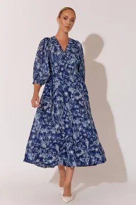 ADORNE CARLA PRINT MIDI DRESS