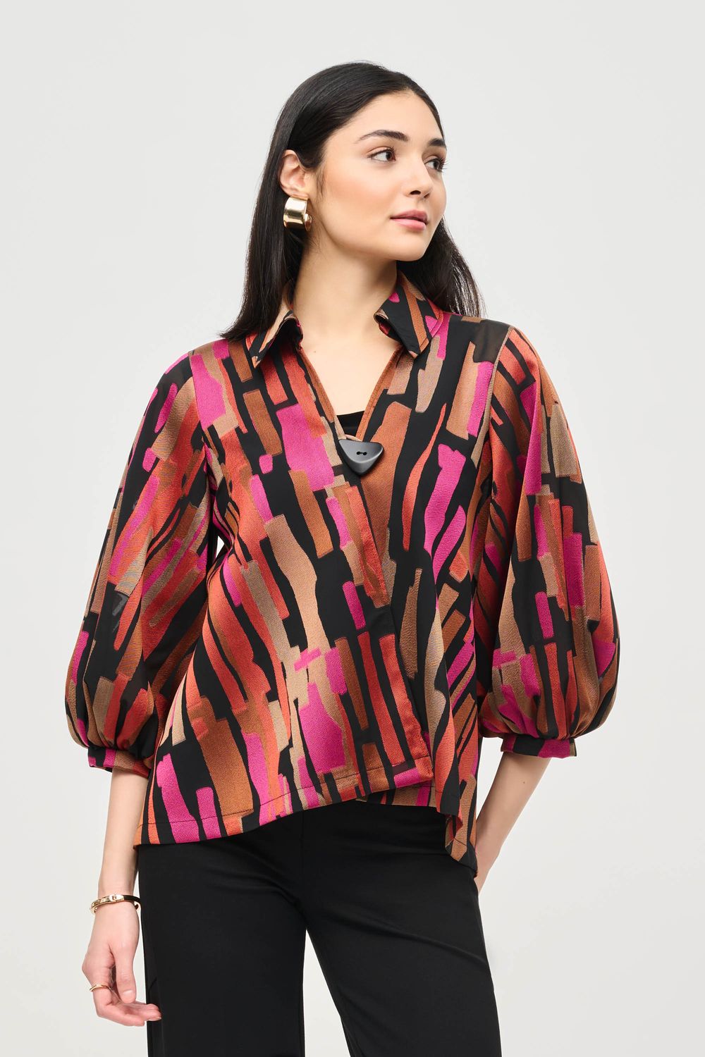 Joseph Ribkoff Woven Burnout Abstract Swing Jacket
243239