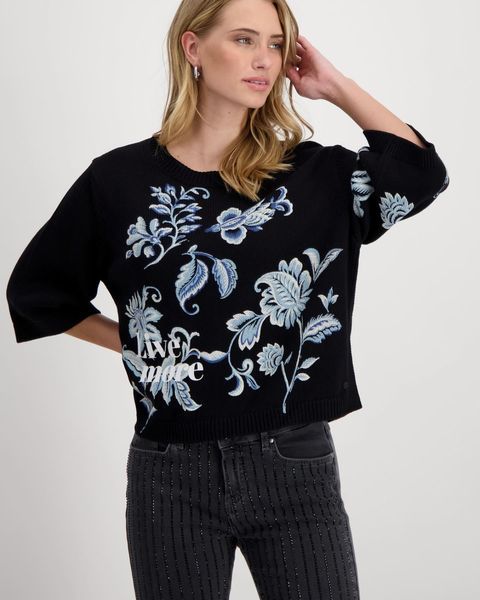 Monari 408421 black/light Blue Pattern Pullover