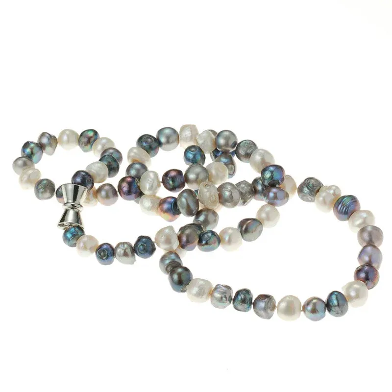 ​Jane – Long Super Baroque Freshwater Pearl Necklace, size: one size, colour: grey