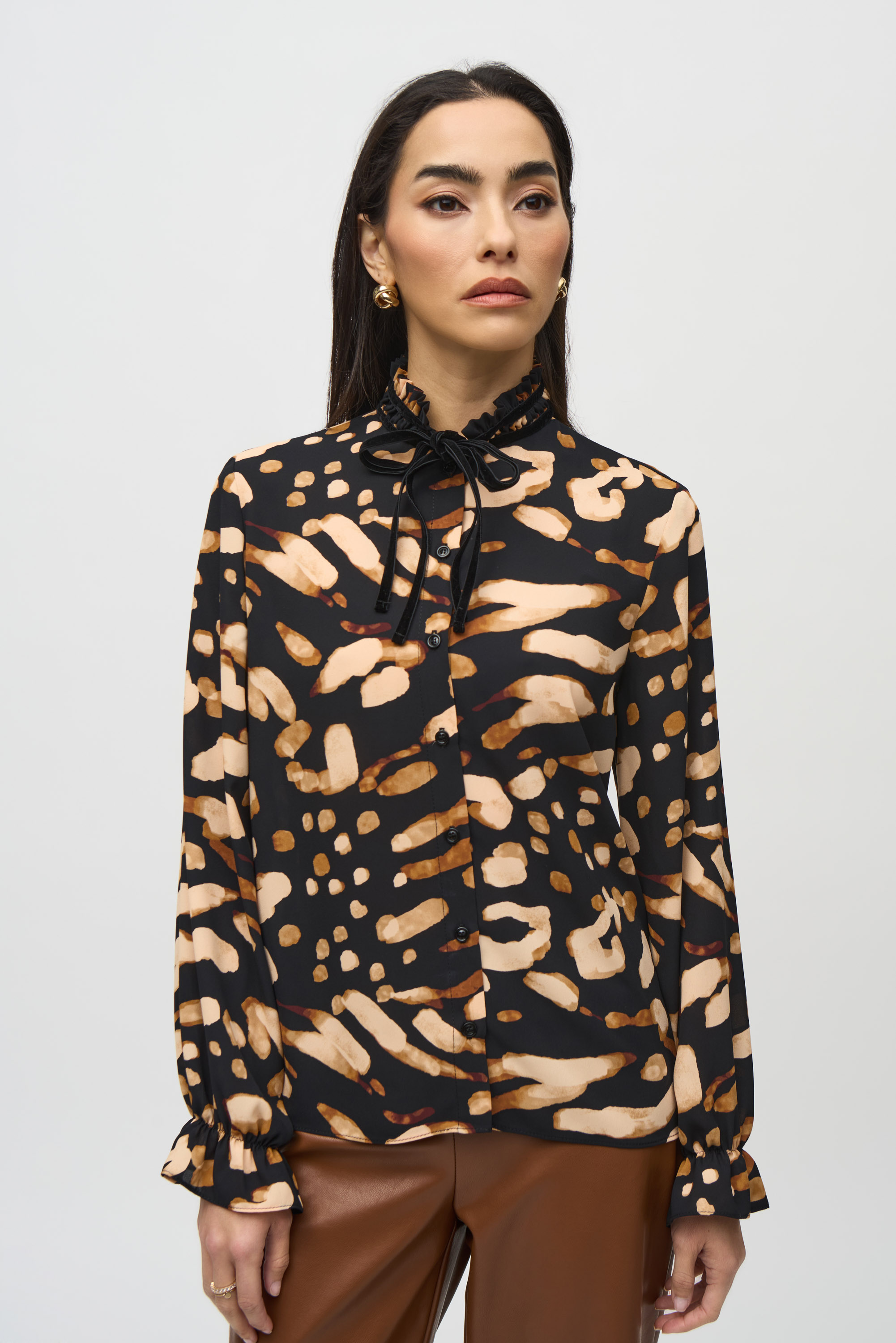 Joseph Ribkoff Georgette Animal Print Boxy Blouse