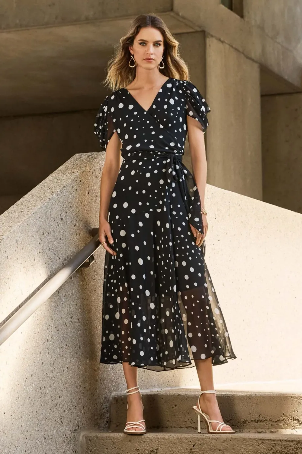 Joseph Ribkoff black/white spotted dress 251907