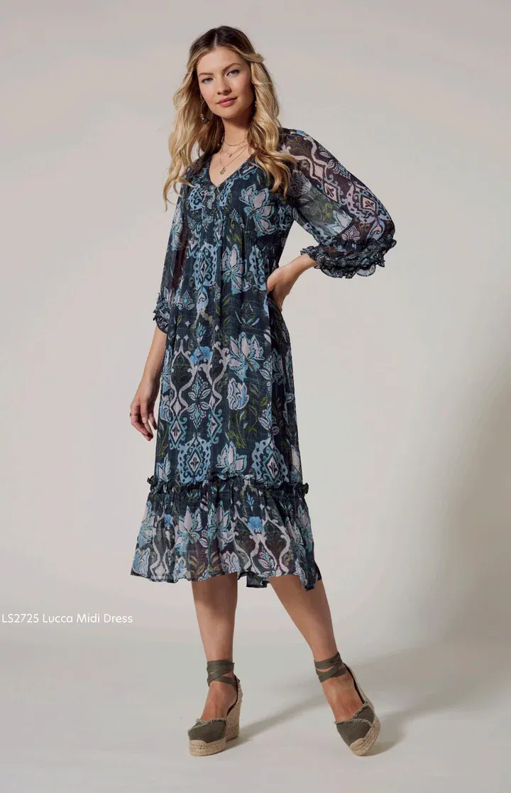 Loobies Story Indigo Multi Lucca Midi Dress LS2725