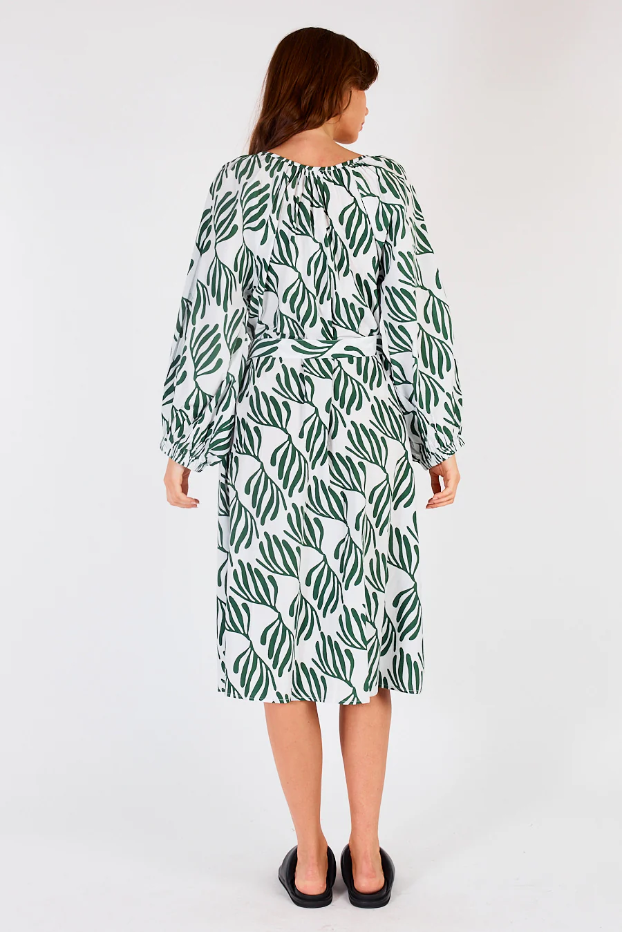 Itami Sakanto L/S Button Dress Verde White