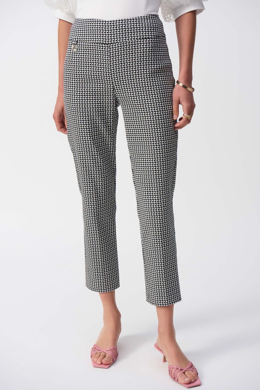 Josep Ribkoff Geometric Jacquard Crop Pull-on Pants 251220