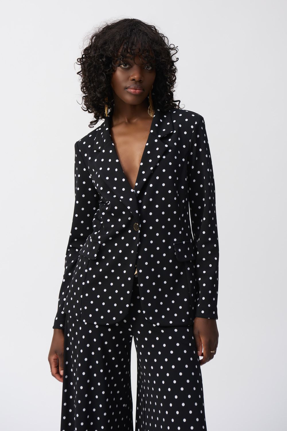 Joseph Ribkoff Silky Knit Dot Print Boxy Blazer 251051