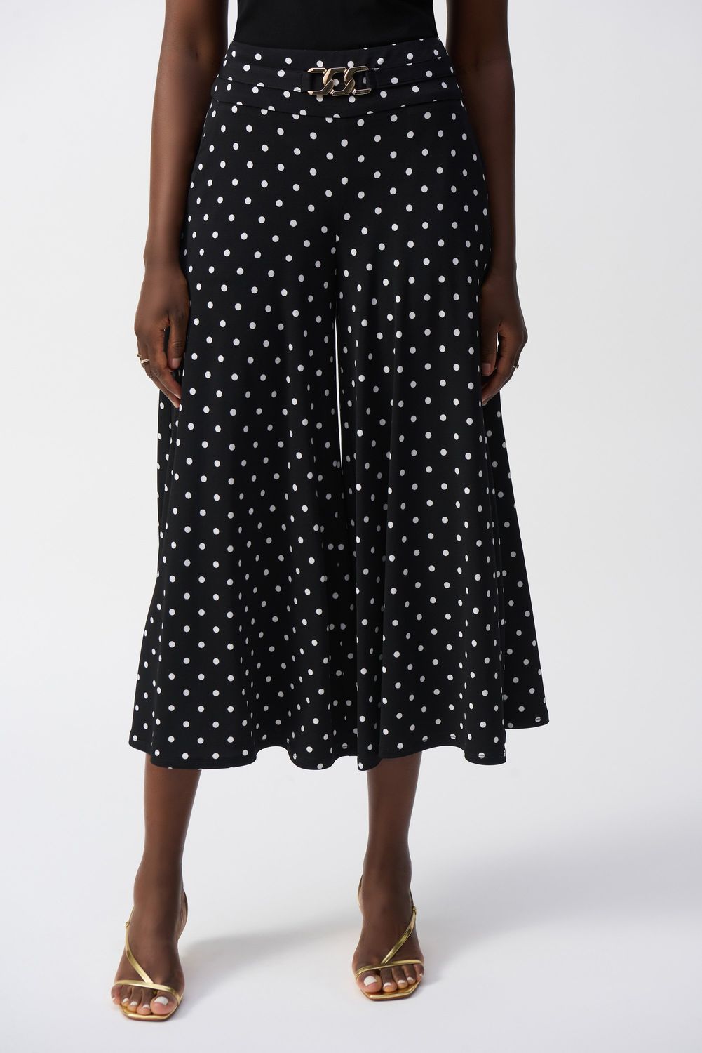 Joseph Ribkoff Silky Knit Dot Print Pull-On Culotte Pants 251040