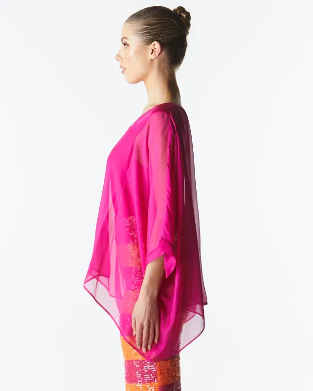 Fate+Becker Blossoming Silk Top Fuchsia