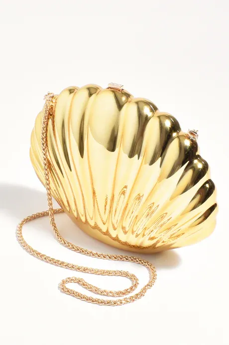 Adorne Marina Metal Shell Structured Clutch