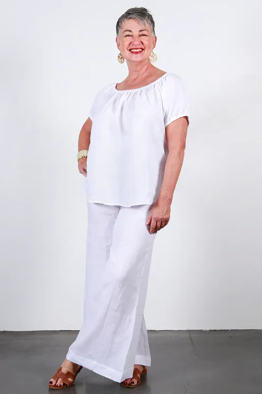 Zephyr Soft Top Linen Pants White