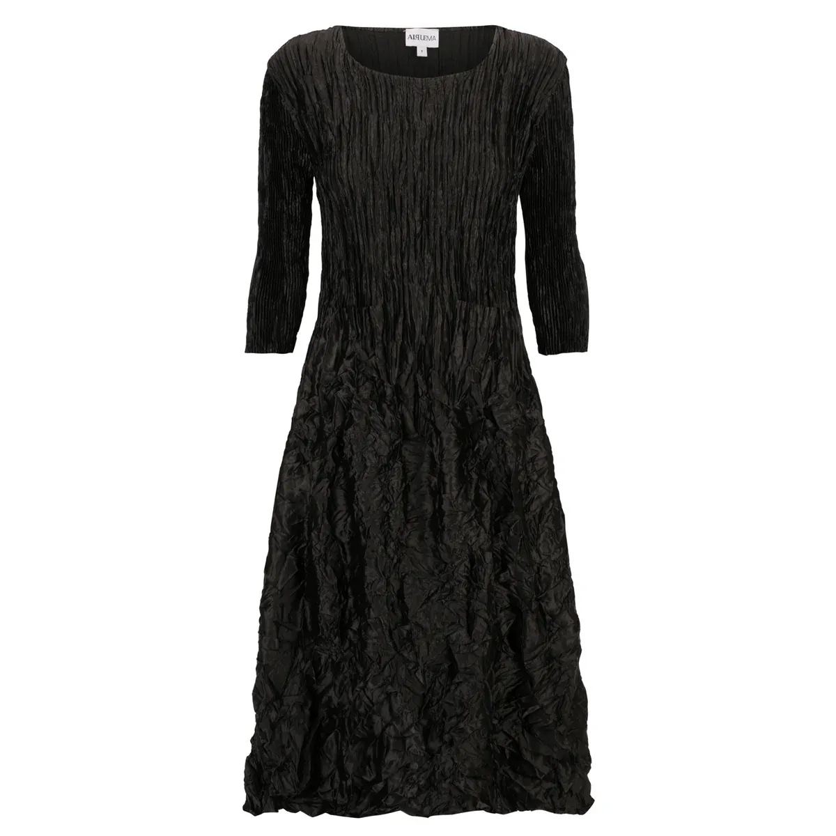 Alquema 3/4 Sleeve Smash Dress Glossy Black