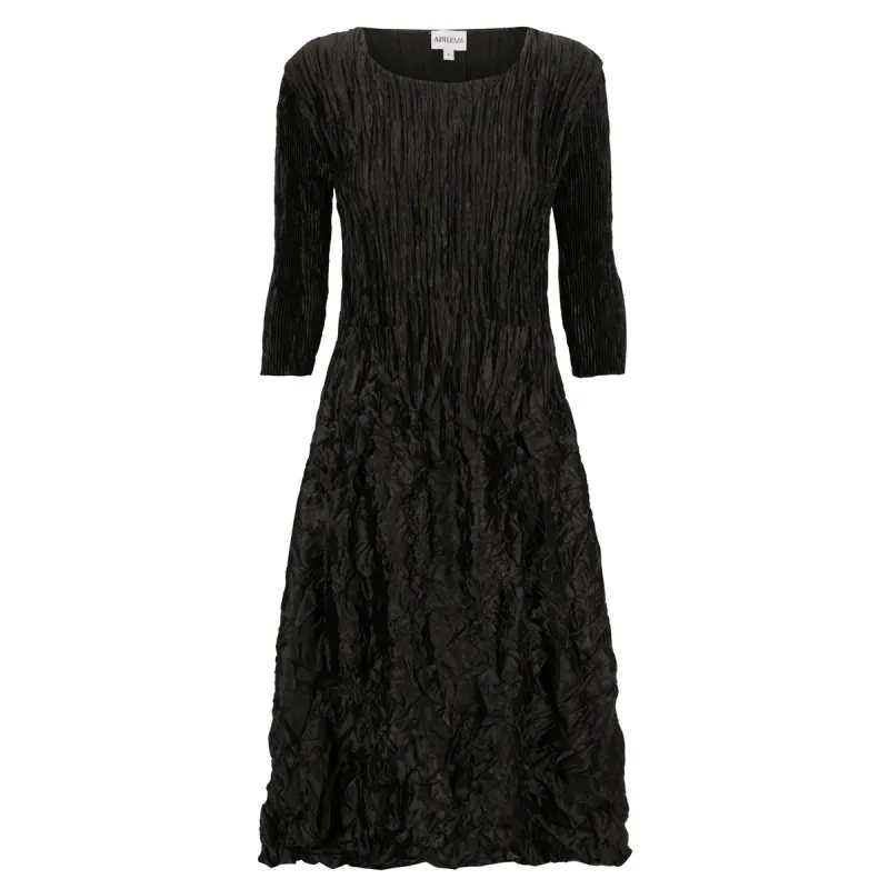 Alquema 3/4 Sleeve Smash Dress Glossy Black