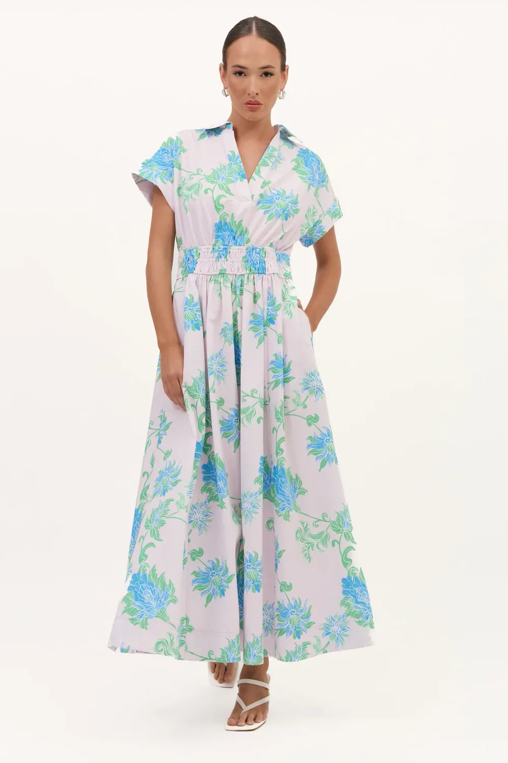 Adorne Remy poplin Print Maxi Dress