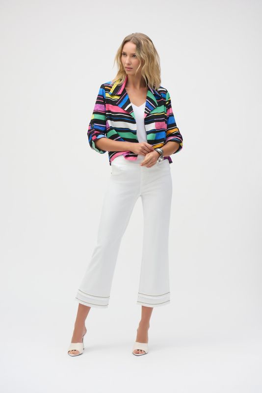 Joseph Ribkoff Stretch Straight Crop Pull-On Jeans with Beading  252913