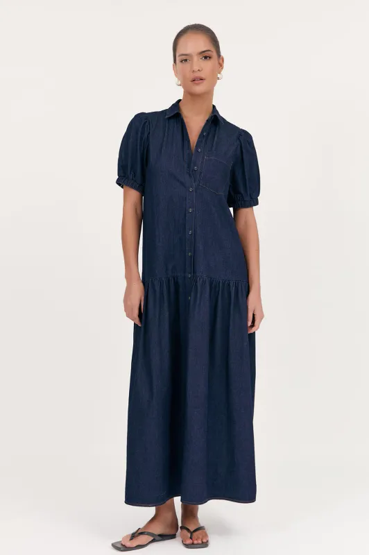 Adorne Daniela Light Weight Denim Maxi Dress