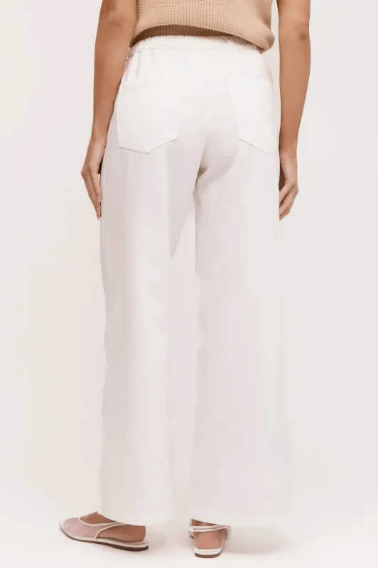 Adorne  Romy Drawstring White Denim Pant