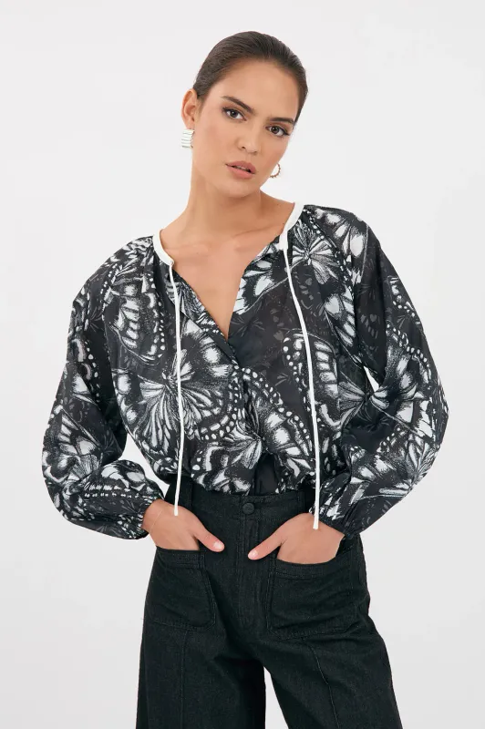 Adorne Isla Butterfly Print Top