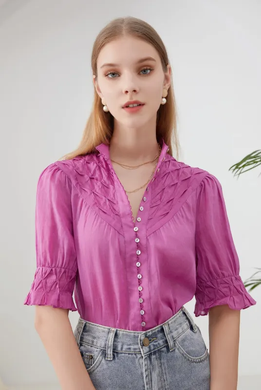 G.D.S. Colette Linen Violet Blouse