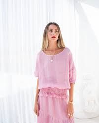 Scandi & co Cora Pink Linen Top