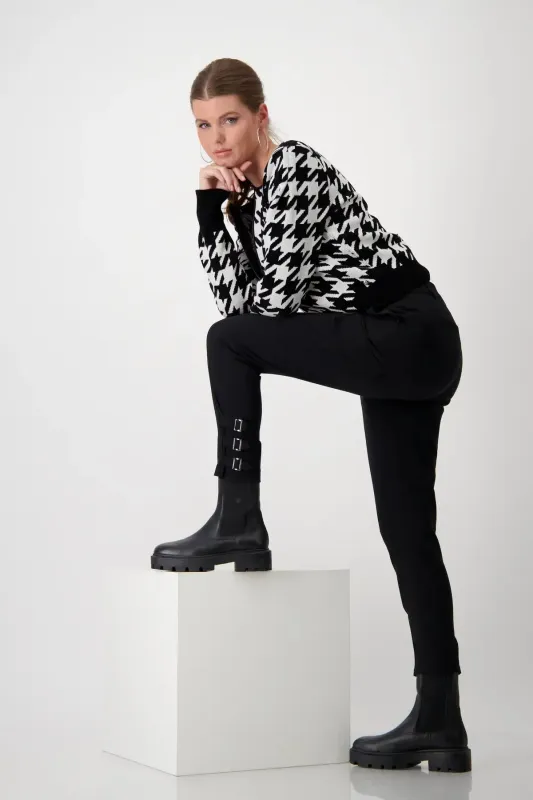 Monari Black Cargo Trousers with Side Buckles