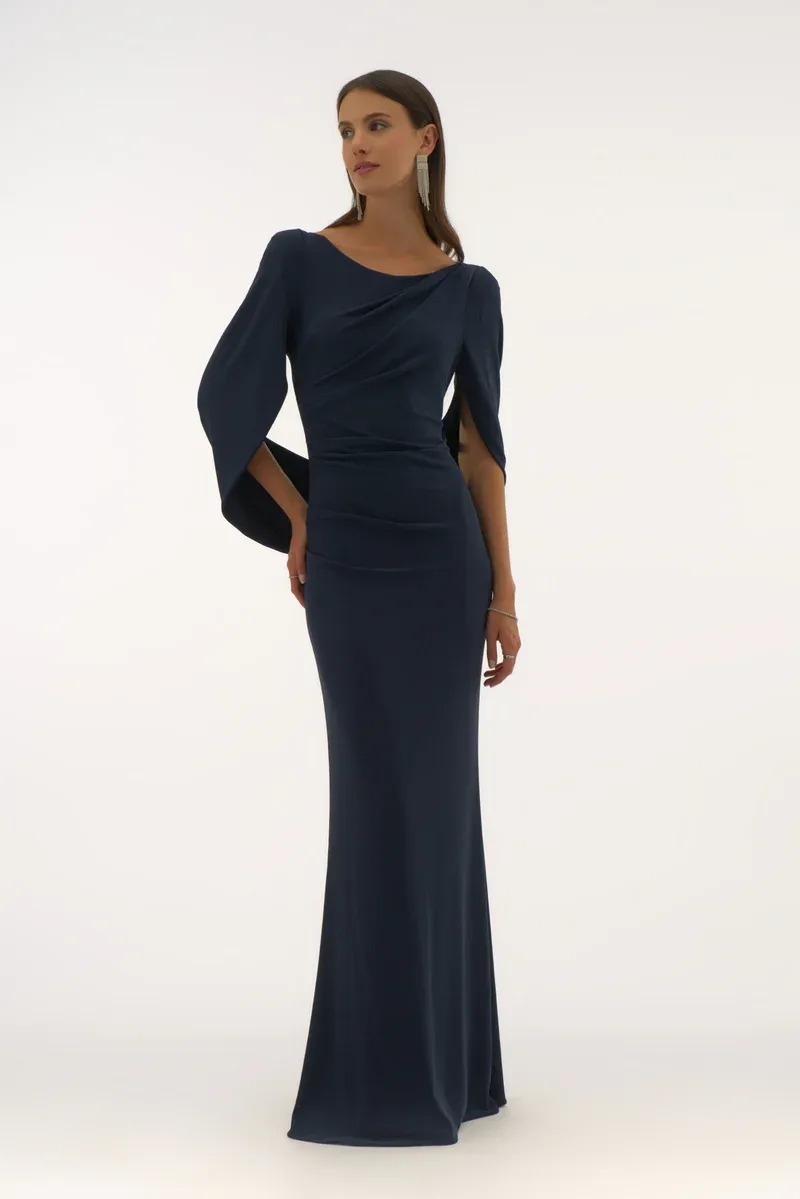 Joseph Ribkoff Scuba Crepe Trumpet Dress Midnight Blue