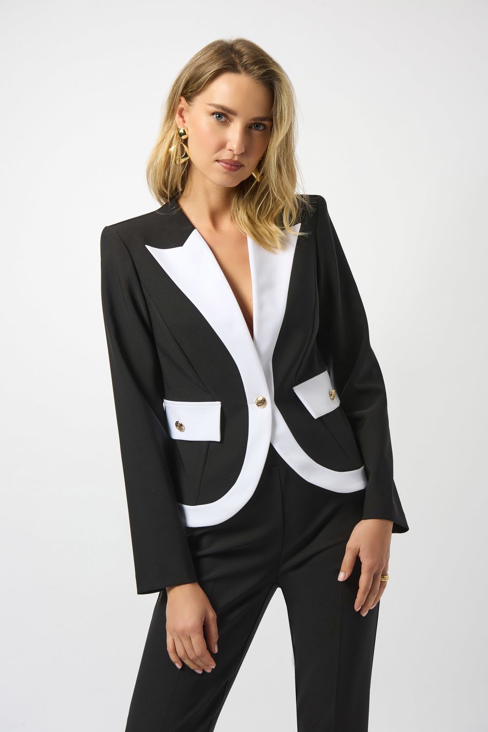 Joseph Ribkoff Lux Twill Colour Block Fitted Jacket 253143