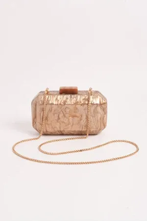 Adorne Juliana Bevelled Edge Resin Structured Clutch Camel